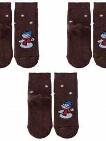 Комплект из 3 пар махровых детских носков Альтаир, 3-С90, КОРИЧНЕВЫЕ