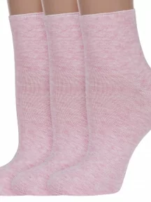 Комплект из 3 пар женских носков без резинки ХОХ, 3-G-1406, РОЗОВЫЙ МЕЛАНЖ
