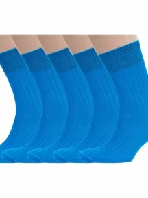 Комплект из 5 пар мужских носков RuSocks (Орудьевский трикотаж) из 100% хлопка, 5-М3-11001, рис. 01, ТЕМНО-БИРЮЗОВЫЕ