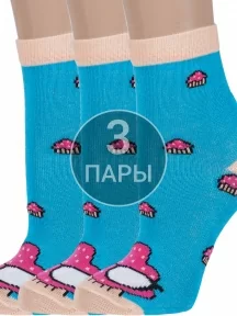 Комплект из 3 пар детских носков "Борисоглебский трикотаж", 3-8СД1003/1, БИРЮЗОВЫЕ
