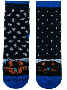 Детские махровые носки Альтаир, С112, ЧЕРНЫЕ с синим