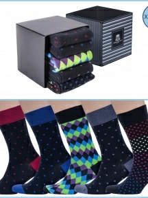 Набор из 5 пар мужских хлопковых носков (ТМ Grinston socks), PG-18D1/2/3-5, микс