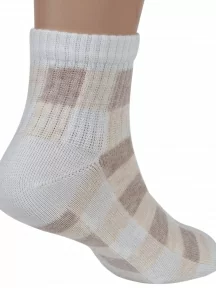 Подростковые носки LORENZline, П35, КРЕМОВЫЕ в клетку