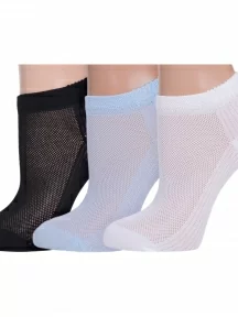 Комплект из 3 пар женских носков Grinston socks (PINGONS) из микромодала, 3-17D3, микс 2