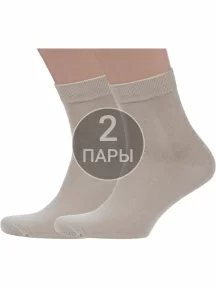 Комплект из 2 пар мужских носков Grinston socks из 100% хлопка, 2-15D12, БЕЖЕВЫЕ