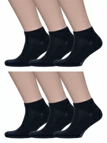 Набор из 6 пар коротких бамбуковых носков (ТМ Grinston socks), PG-15D33-6, ЧЕРНЫЕ