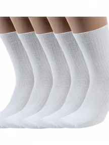 Комплект из 5 пар мужских носков без резинки ХОХ, 5-X-201, БЕЛЫЕ