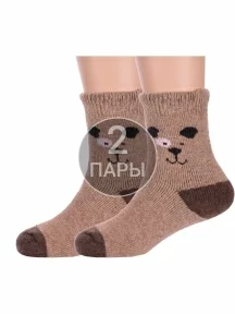 Комплект из 2 пар детских теплых махровых носков Hobby Line КОРИЧНЕВЫЕ (2-Ндад7622-5)