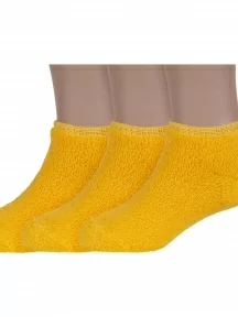Комплект из 3 пар детских махровых носков ХОХ, 3-DZ-3R18, ТЕМНО-ЖЕЛТЫЕ