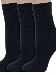 Комплект из 3 пар женских медицинских носков Dr. Feet (PINGONS) из 100% хлопка, 3-15DF7, ЧЕРНЫЕ