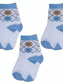 Комплект из 3 пар детских носков RuSocks (Орудьевский трикотаж), 3-Д3-13789, БЕЛО-ГОЛУБЫЕ