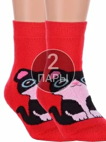 Комплект из 2 пар детских махровых носков Брестские (БЧК), 2-14С3060, рис. 713, ВИШНЕВЫЕ