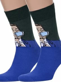 Комплект из 2 пар мужских носков MSCLUB №М36, 2-nm-398, СИНЕ-ЗЕЛЕНЫЕ