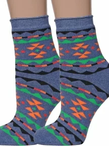 Комплект из 2 пар женских махровых носков ХОХ, 2-GZ-3R24, ДЖИНС