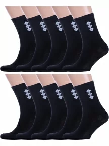 Комплект из 10 пар мужских носков Альтаир, 10-С45, ЧЕРНЫЕ со светло-серым