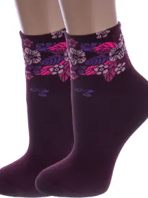 Комплект из 2 пар женских махровых носков RuSocks (Орудьевский трикотаж) БОРДОВЫЕ (2-Ж-2337)