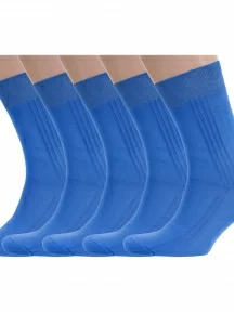 Комплект из 5 пар мужских носков RuSocks (Орудьевский трикотаж) из 100% хлопка рис. 03, ТЕМНО-ГОЛУБЫЕ (5-М3-11001)