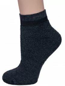 Женские махровые носки Альтаир, С186, ТЕМНО-СЕРЫЕ с зелеными полосками