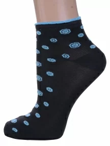 Женские носки Альтаир, С211, ЧЕРНЫЕ с голубыми пуговицами