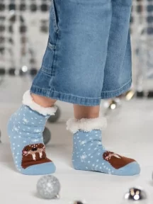 Детские антискользящие махровые носки Oemen, PK548, ГОЛУБЫЕ