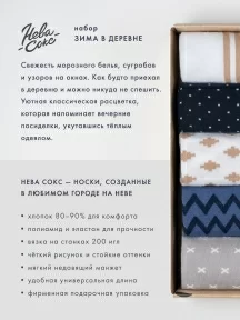 Набор из 5 пар мужских носков "Нева-Сокс" "Зима в деревне" (НС-5-НМ46)