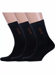 Комплект из 3 пар мужских носков Альтаир, 3-С45, ЧЕРНЫЕ с шоколадным