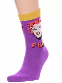 Носки ART дизайн Hobby Line, нарт10495, ФИОЛЕТОВЫЕ "Мерилин Монро" Энди Уорхола