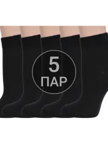 Комплект из 5 пар женских носков RuSocks (Орудьевский трикотаж) ЧЕРНЫЕ (5-С-420)