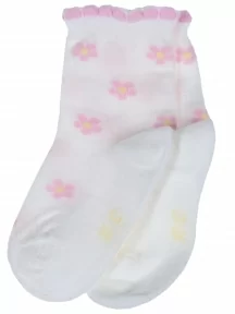 Детские носки RuSocks (Орудьевский трикотаж), Д3-130095Д, Ecru, СВЕТЛО-КРЕМОВЫЕ с цветами