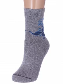 Женские носки с махровой стопой Альтаир, С26, СЕРЫЕ с синим