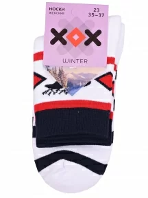 Женские махровые носки ХОХ, GZ-3R17, БЕЛЫЕ