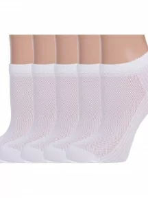 Комплект из 5 пар женских носков Grinston socks (PINGONS) из микромодала, 5-17D3, БЕЛЫЕ