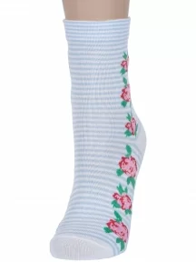 Женские носки "Борисоглебский трикотаж", 6С756, БЕЛО-ГОЛУБЫЕ