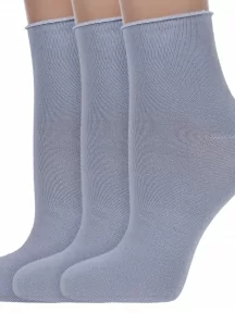 Комплект из 3 пар женских носков без резинки ХОХ, 3-G-1406, СЕРЫЕ