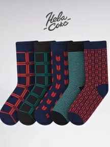 Набор из 21 пары мужских носков, НС-21-212, микс "Часы"