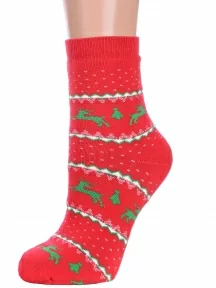 Женские махровые носки ХОХ, GZ-3R14, КРАСНЫЕ