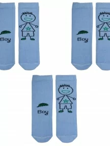 Комплект из 3 пар детских носков Альтаир, 3-А172, ГОЛУБЫЕ, рис. Boy