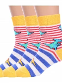 Комплект из 3 пар детских носков Брестские (БЧК) рис. 4009, ЯРКО-ЖЕЛТЫЕ (3-14С3081)