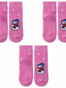Комплект из 3 пар махровых детских носков Альтаир, 3-С90, РОЗОВЫЕ