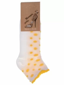 Женские носки Альтаир, С211, БЕЛЫЕ с желтыми пуговицами