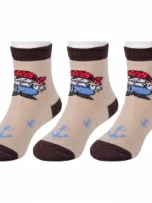 Комплект из 3 пар детских махровых носков LORENZLine, 3-Л52, БЕЖЕВО-КОРИЧНЕВЫЕ