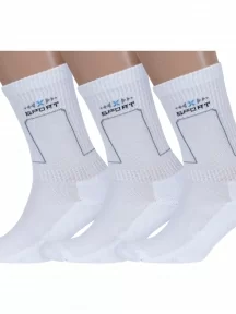 Комплект из 3 пар мужских носков с махровым следом ХОХ, 3-SPM-11, БЕЛЫЕ