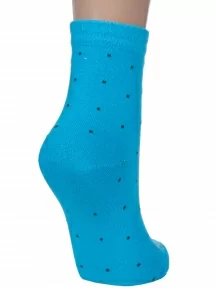 Женские носки VASILINA, 2С3206, ЯРКО-ГОЛУБЫЕ с черными точками