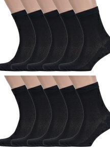 Комплект из 10 пар мужских носков Альтаир, 10-С120, ЧЕРНЫЕ