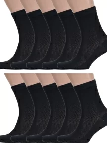 Комплект из 10 пар мужских носков Альтаир, 10-С120, ЧЕРНЫЕ