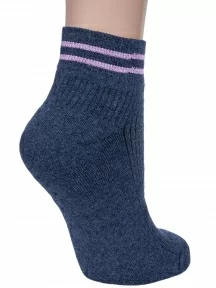 Женские махровые носки Альтаир, С186, ДЖИНС с розовыми полосками