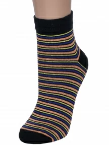 Женские носки VASILINA, 2С8247, ЧЕРНЫЕ с персиковыми полосками