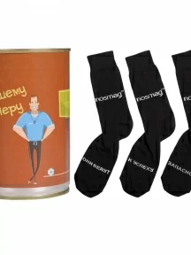 Мужские носки "Трио " в банке, 1БАН_ПрофН, "Лучшему тренеру" / черные