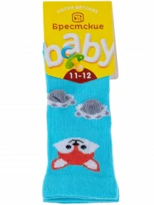 Детские носки Брестские (БЧК) рис. 568, ЛАЗУРНЫЕ (18С3086)