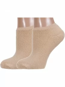 Комплект из 2 пар женских махровых носков ХОХ, 2-GZ-3R9, БЕЖЕВЫЕ